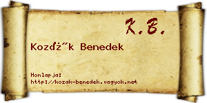 Kozák Benedek névjegykártya